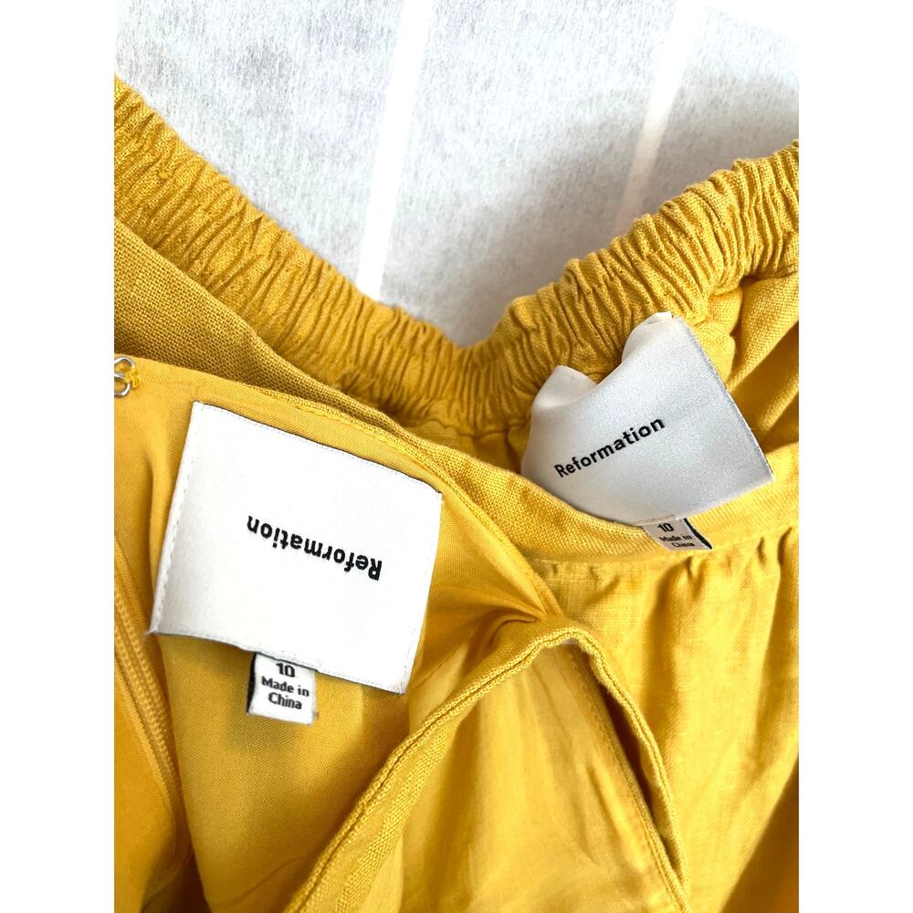Reformation 100% Linen Two Piece Set Goldenrod Yellow Sz 10 Coquette Cottagecore - Picture 8 of 11